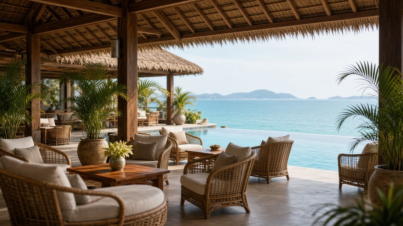 Resort lobby in Phu Quoc where we hand over SIM cards